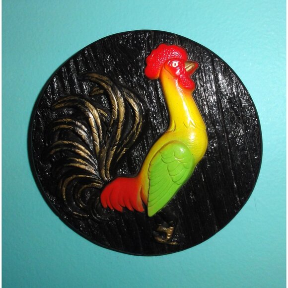 Vintage Miller Studio Chalkware Rooster Wall Hanging Plaque 1977 farmhouse mcm - Picture 3 of 16